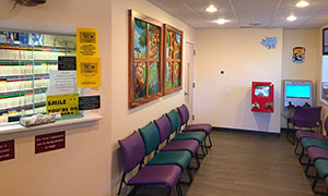 Reception area for Hampton Pediatric Dental Associates in Southampton, NY